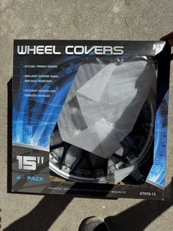 Black And Chrome wheel Covers 15’’ 4 Pack BRAND NEW