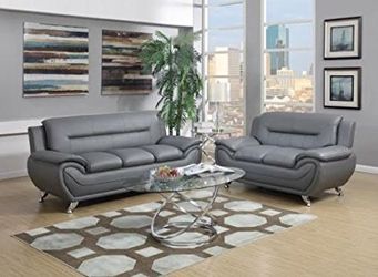 2 pc Leather Living Room Set, Sofa and Loveseat