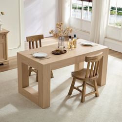 Rowan 63" Farmhouse Solid Wood Rectangular Dining Table
