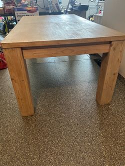 Solid Wood Natural Finish Dining Table (w/ 2-side drawers for utensils)