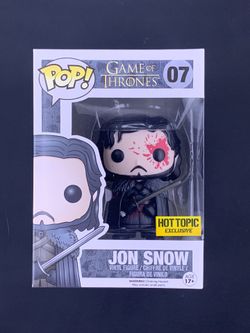 JON SNOW BLOODY GAME OF THRONES  FUNKO POP #07 HBO HOT TOPIC EXCLUSIVE