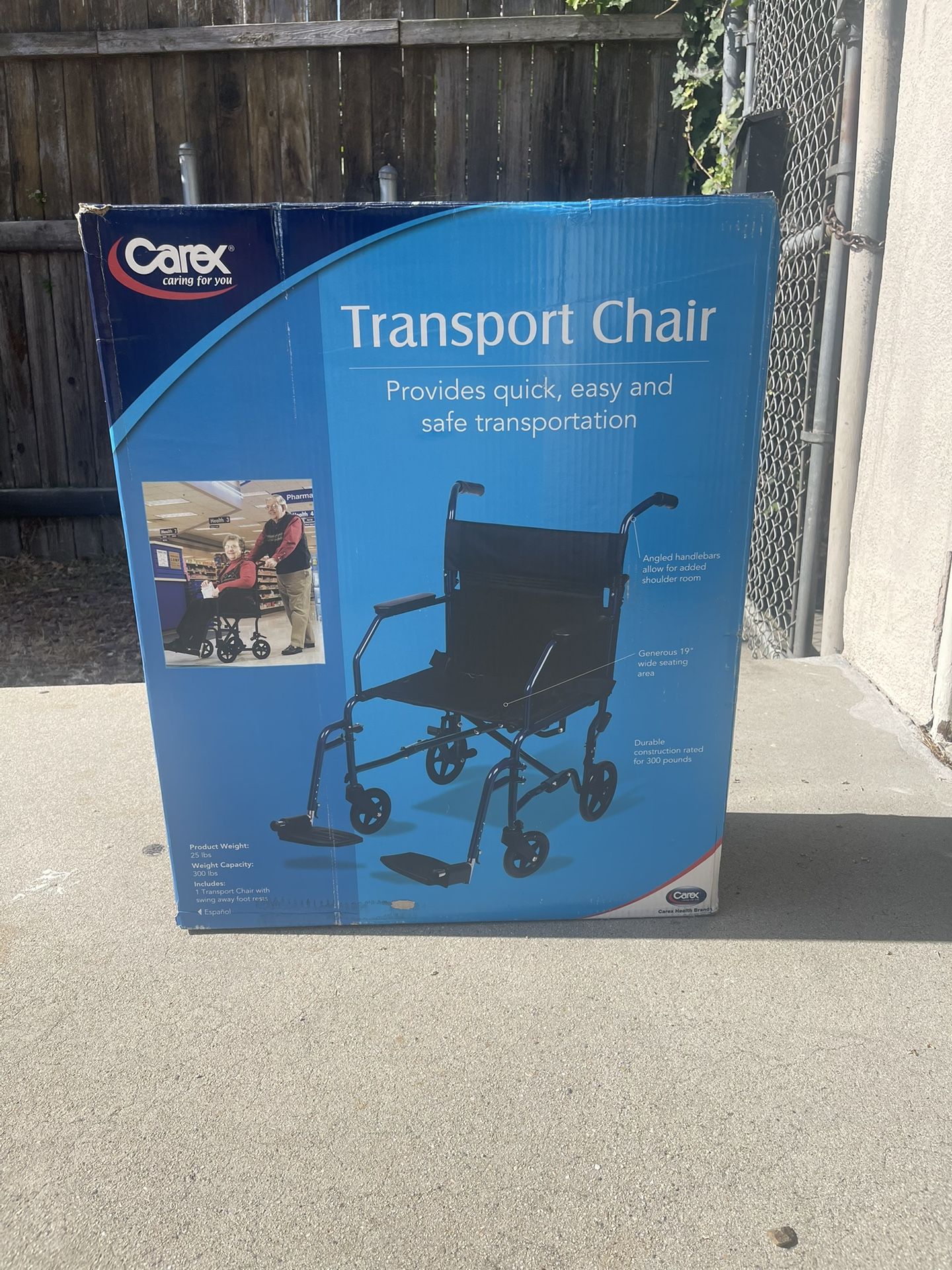Carex Transport Wheelchair with 19 Inch Seat - Folding Transport Chair with Foot Rest - Foldable Wheel Chair and Lightweight Folding Wheelchair