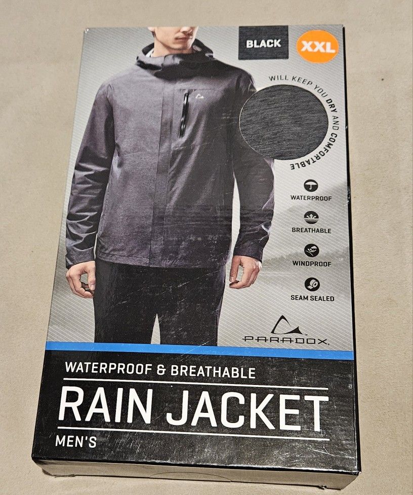 Paradox Men's Waterproof Rain Jacket - Black New! XXL