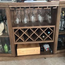 Glass Door, 7 Bottle, Wine & Bar Cabinet