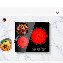 Karinear 3 Burner Electric Cooktop 24 Inch 5700W Wayfair-KNC-D35716