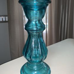 Vintage Blue Glass Vase Candle Holder