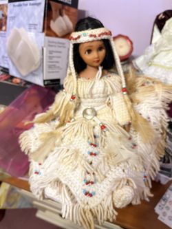 Beautiful Native American Indian Doll In A Crochet Outfit
