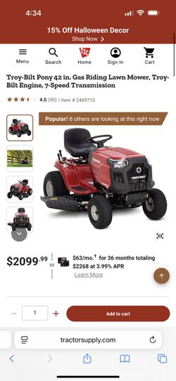 Troy Built Riding Mower pony 42 