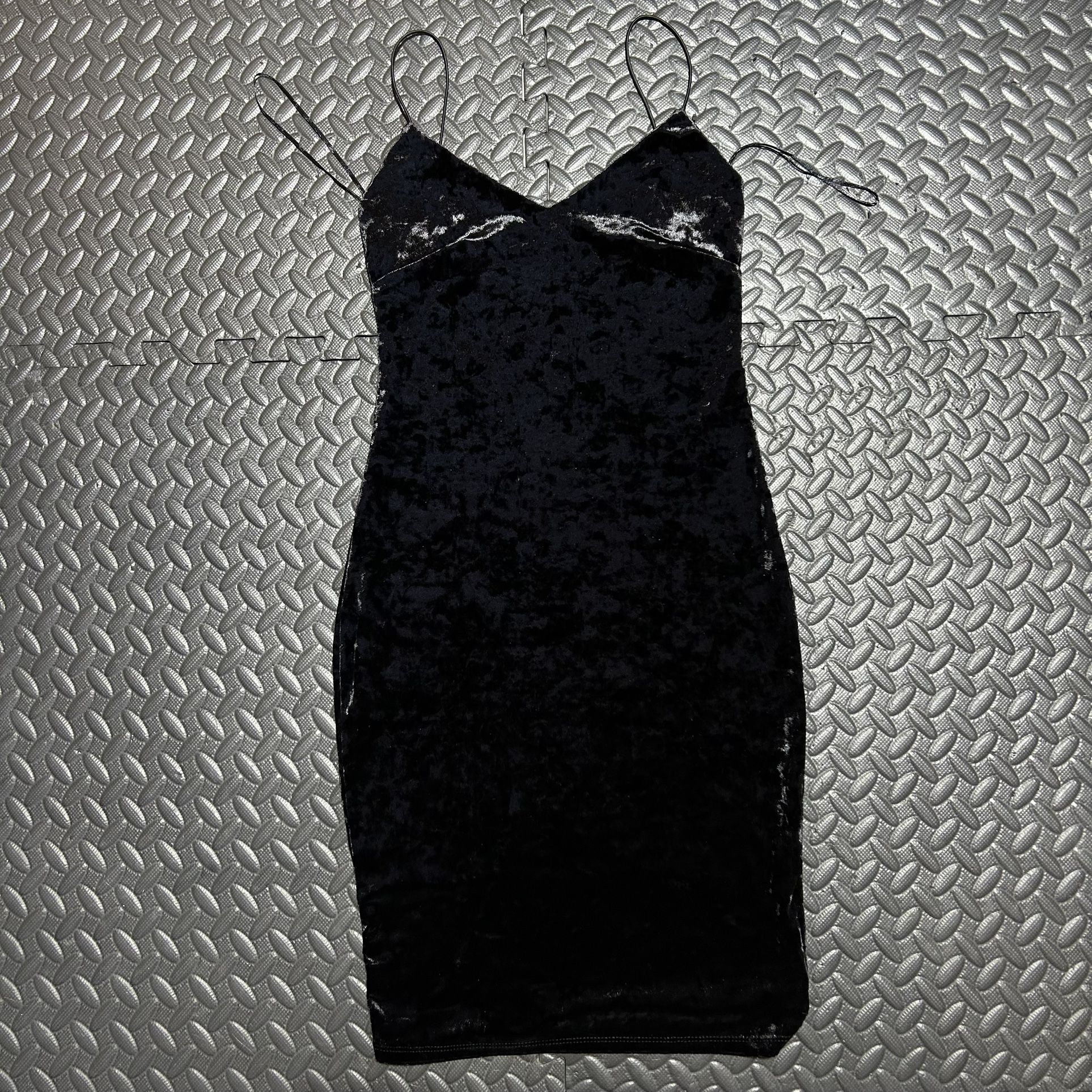 Akira Velvet Midi Dress Sleeveless Black Strappy Bodycon Textured Women’s Small