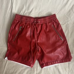 Novamen Men’s Slam Dunk Faux Leather Shorts With Zipper Pockets 