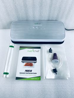 New Other NutriChef Food Vacuum Sealer Machine With LED Touch Controls, Vacuum Bags, Hose & Wine Stopper, Silver