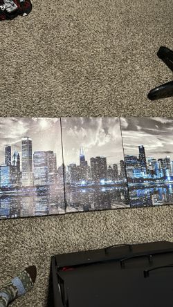 3 in 1 painting of city