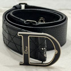 CHRISTIAN DIOR - Black Leather D Logo Belt -  Amazing Condition Originally $850.  Asking $295