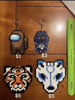perler beads keychains/figures