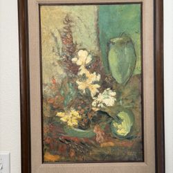 Mid-Century Oil, Painting, Framed And Signed