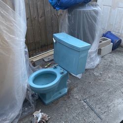 Vintage American Standard Blue Toilet 