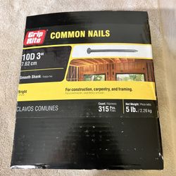 5LB box 3 in. x 9-Gauge Common Nails 10-penny Bright Steel Smooth Shank