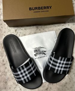 Black & Grey Burberry Slides