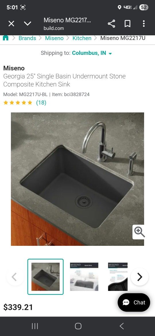 Miseno
Georgia 25" Single Basin Undermount Stone Composite Kitchen Sink