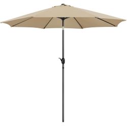 10FT Patio Umbrella Outdoor Patio Yard Market Table Umbrella with Push Button Tilt & Crank for Garden/Beach/Lawn/Deck/Backyard/Pool, 8 Ribs, Tan