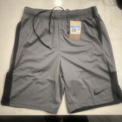 New Mens Nike Grey (Gray) and Black Basketball Workout Shorts  
