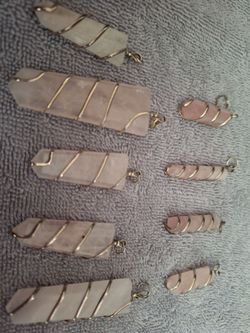 9 Rose Quartz Pendants All Wire Wrapped