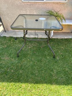 5-Piece Square Outdoor Dining Set with Stackable Chairs and Umbrella Hole