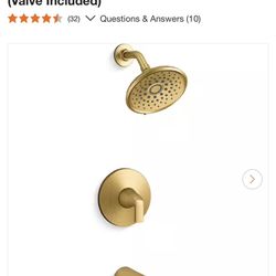 KOHLER Cursiva Single-Handle 3-Spray Tub and Shower Faucet 1.75 GPM in Vibrant Brushed Moderne Brass (Valve Included)