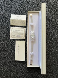 Lenox Sterling Silver 925 Crystal Butterfly Women's Wristwatch