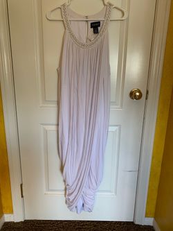 Womens Roman Style White Beaded Dress Halloween Costume Toga or Angel $25 Size XL