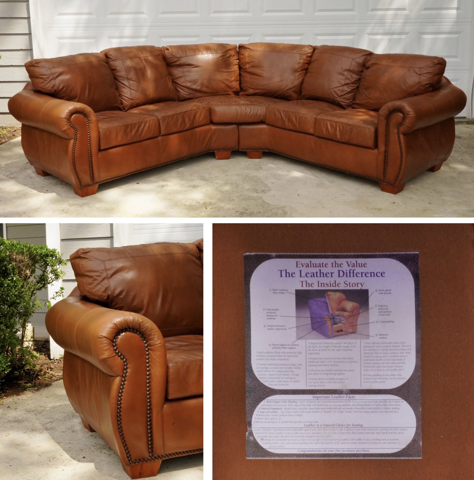 Genuine Leather Sectional – Excellent Condition