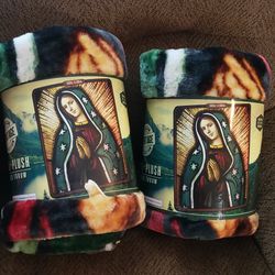 Plush 50" × 60" Throw Blanket Virgen Of Guadalupe 