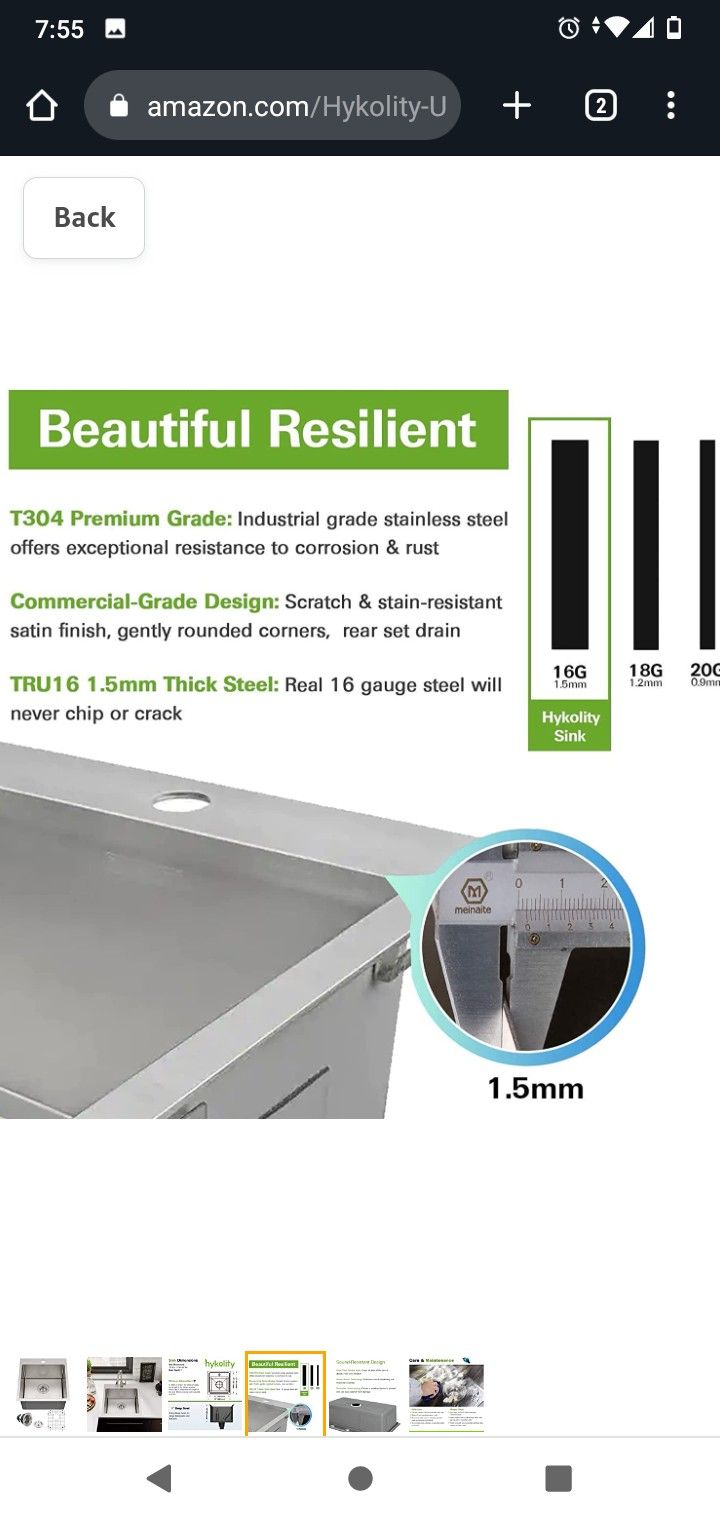 15" Drop In Sink