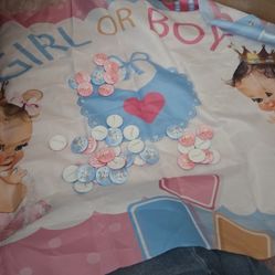 Gender Reveal Banner And Buttons