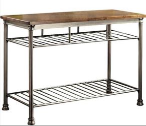Industrial Kitchen Island with Wood Top