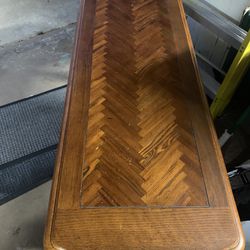 Great Herringbone Pattern Wooden Console Table