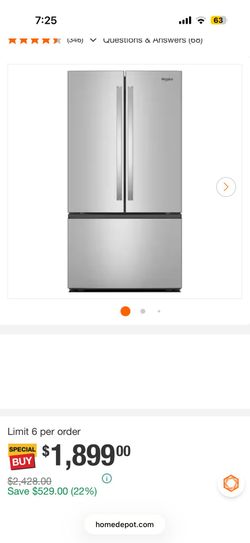 Whirlpool French Door Refrigerator Stainless Steel
