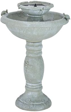 2-Tier Weathered Fountain Solar Powered, No Wiring, Outdoor Yard Decor