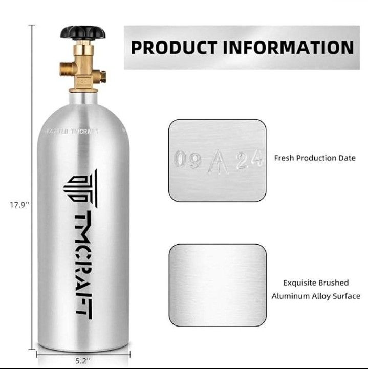 5lb CO2 Tank, High Strength Aluminum Alloy Cylinder with CGA-320 Valve, 