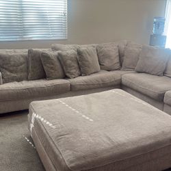 Tan Sectional Work Ottoman 