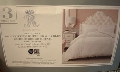 Rachel Ashwell 3-Piece Ruffled Eyelet Comforter Set Full/Queen
