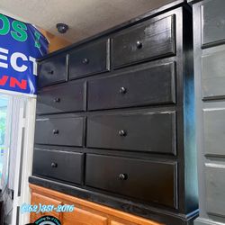 Black Nine Drawer Pinewood Chest Dresser Cajonera 