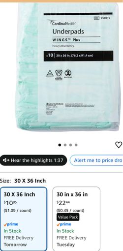 Cardinal Health Wings Plus Underpads 10-Pack