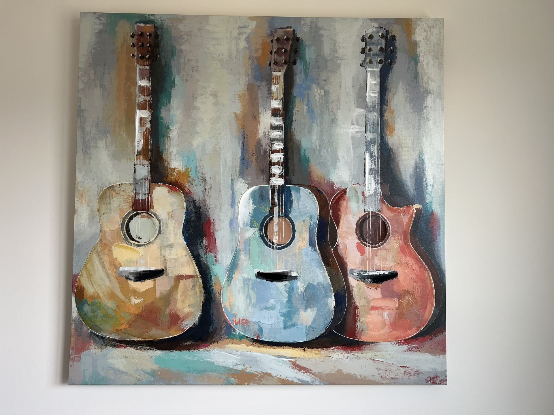 Colorful Guitar Canvas Art