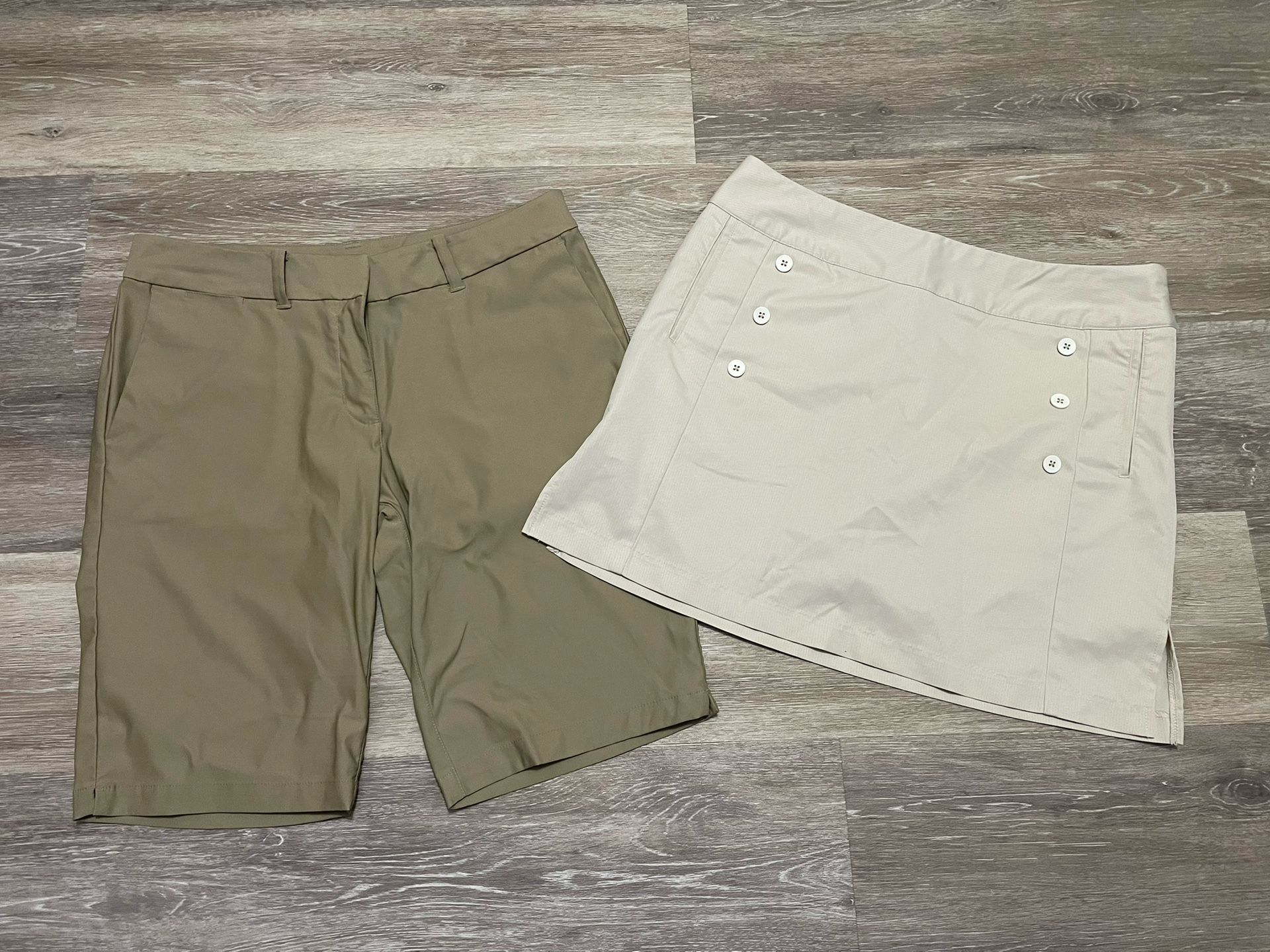 Women’s Nike gold shorts and Adidas skort size 6