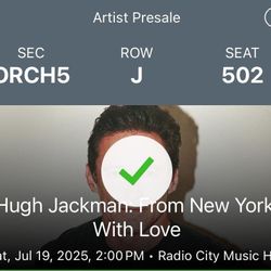 Two Hugh Jackman Tickets 