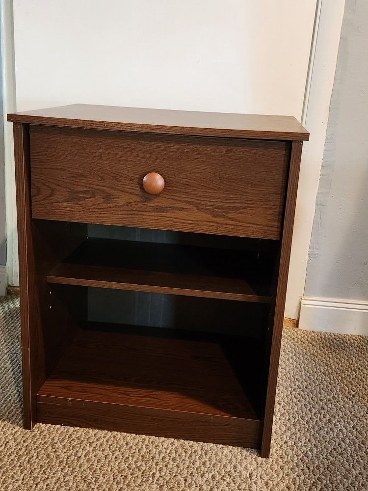 2 Brown Wooden Nightstands