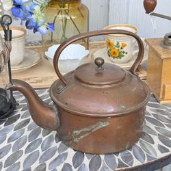 Antique Copper & Brass Large Coffee Tea Pot Kettle Brewing Teapot 