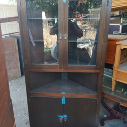 Antique Or Vintage Corner Cabinet Or Curio Cabinet