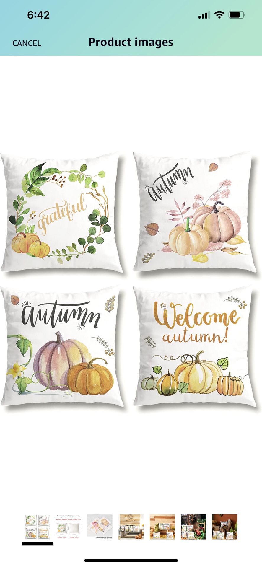 Fall Decor Pillow Covers 18x18 Set of 4 for Fall Decorations,Thanksgiving Decorations Outdoor Farmhouse Pumpkin Decor Throw Pillows Cover Grateful Aut